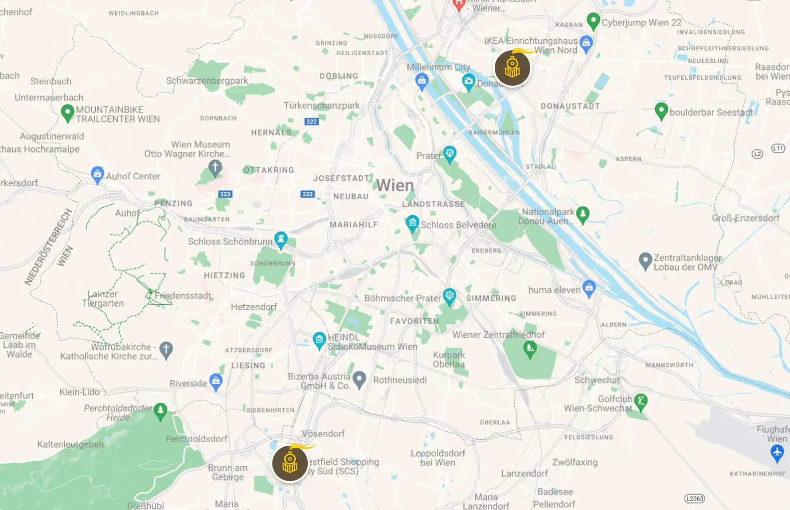 Übersichtskarte der Filialen